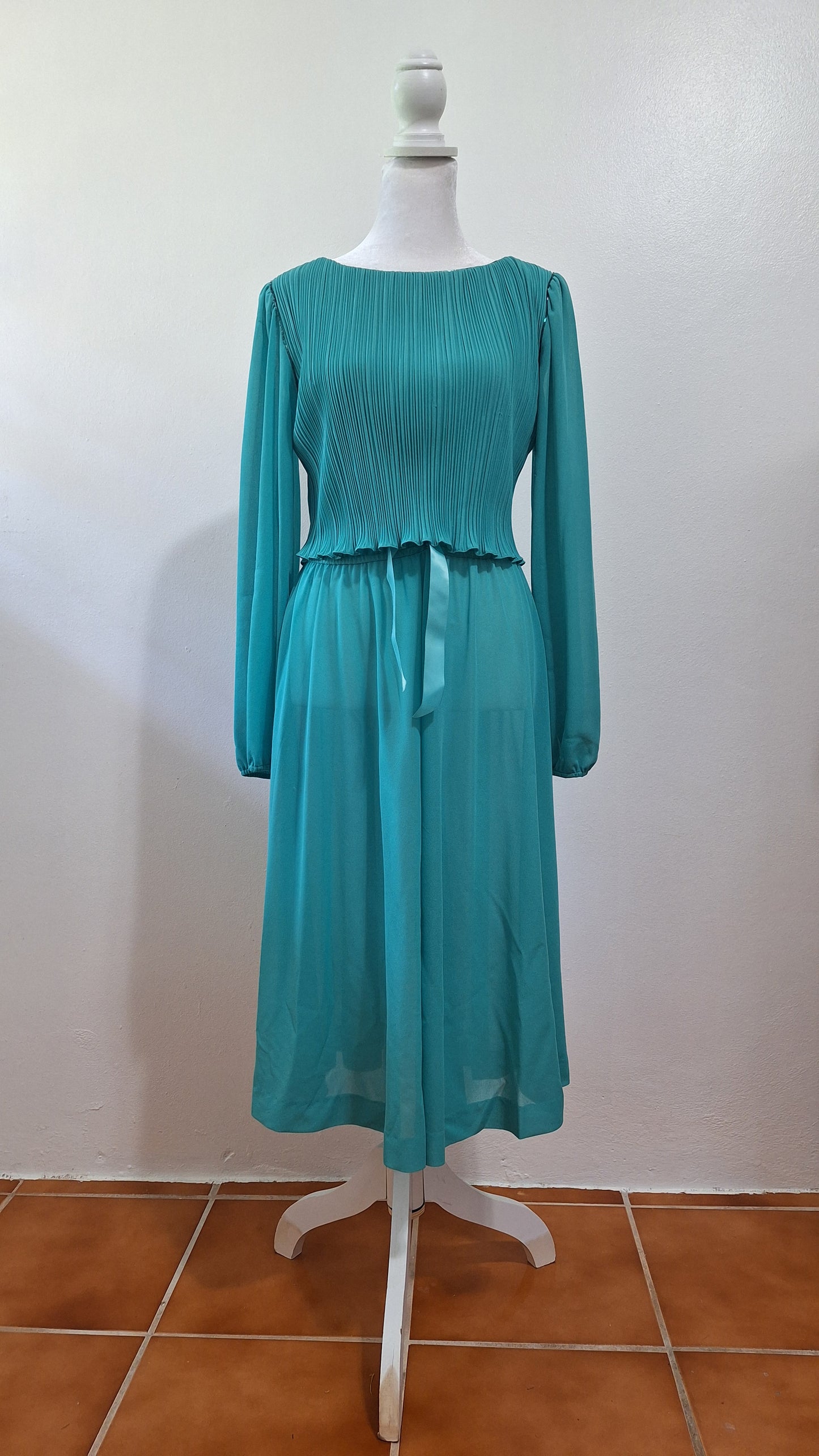 Vestido New Discoveries 1970 Turquesa