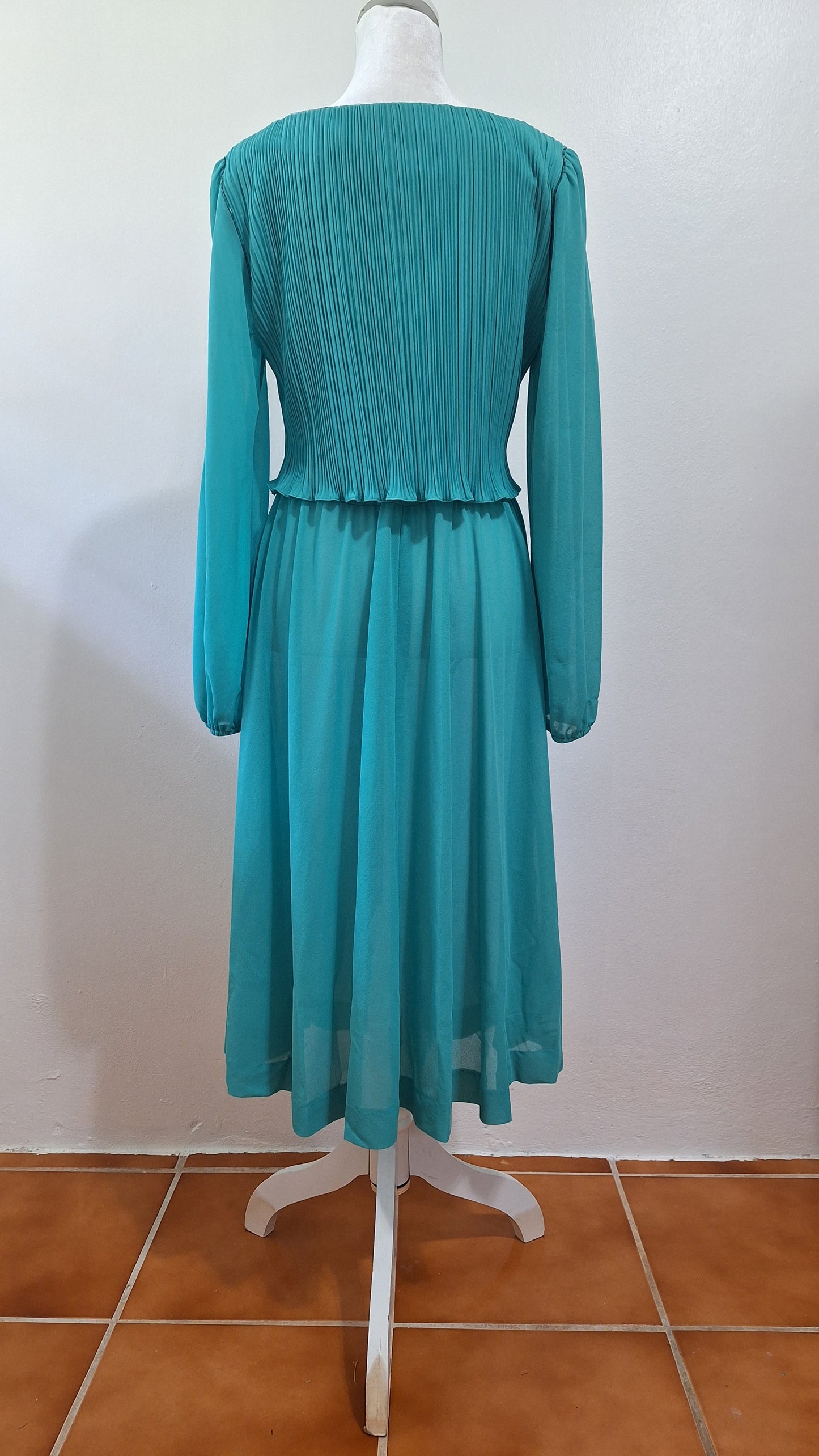 Vestido New Discoveries 1970 Turquesa